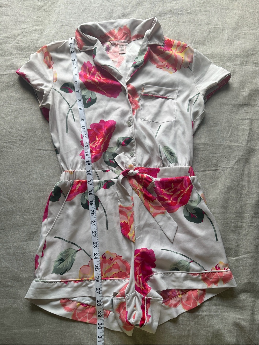 Victoria Secret Pink Floral Short-Sleeve Pajama Romper